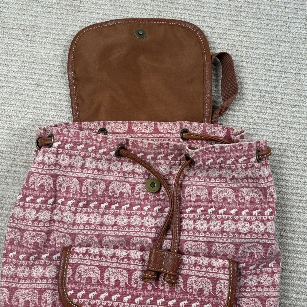 Elephant Print Backpack Purse Small/Medium Pink Boho‎ Festival Hippie